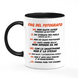 Tazza mug 11 oz color FAQ FOTOGRAFO, idea regalo divertente per appassionato di fotografia!