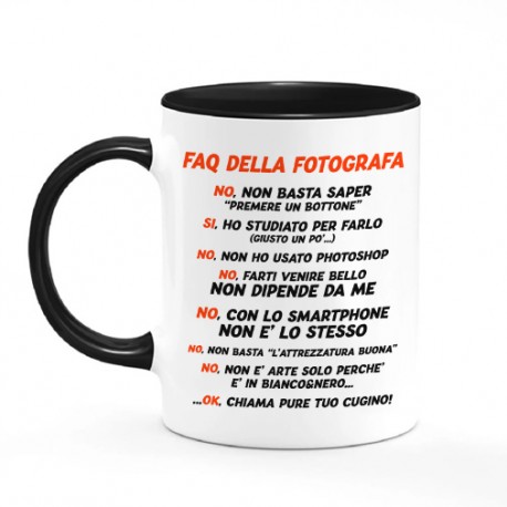 Tazza mug 11 oz color FAQ FOTOGRAFA, idea regalo divertente per appassionata di fotografia!