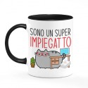 Tazza mug 11 oz Sono un super impiegatto! Gatto impiegato divertente in ufficio! Color nera!