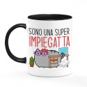 Tazza mug 11 oz Sono una super impiegatta! Gatto impiegata divertente in ufficio! Color nera!