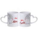 Coppia di tazze cuore 11 oz Love you filo rosso del destino personalizzate con i nomi! Regalo romantico amore San Valentino! 