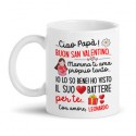 Tazza 11 oz Caro papà buon San Valentino! Mamma ti ama, il suo cuore batte per te! Personalizzato con nome bimbo o bimba! 