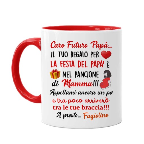 Tazza color Caro futuro papà, il tuo regalo della Festa del papà è nel  pancione di mamma! Personalizzato con nome!