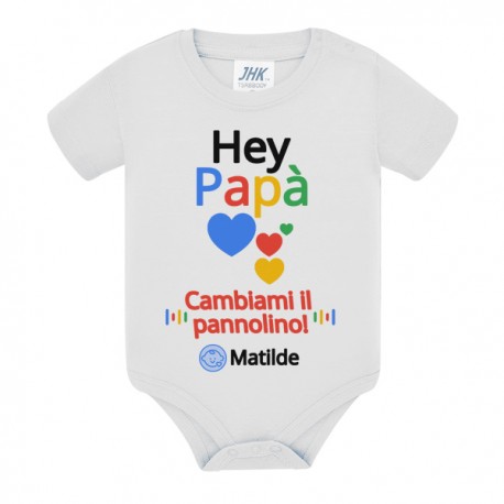 Body neonato neonata Hey Papà! Cambiami il pannolino! Personalizzato con nome bimbo o bimba! Assistente vocale divertente!