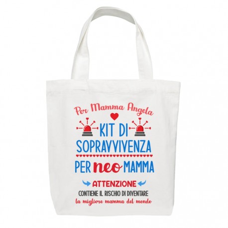 Shopper bag borsa Kit di sopravvivenza per neo mamma, miglior mamma del  mondo! Idea regalo, personalizzabile