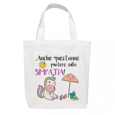 Shopper bag Anche quest'anno punterò sulla simpatia, unicorno ciccione e ciambella! Borsa per il mare!