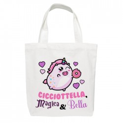 BORSA DA MARE UNICORNO ROSA PER DONNA E BAMBINA SHOPPING BAG UNICORN LOVE