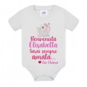 Body neonata Benvenuta, sarai sempre amata! Personalizzato con nome bimba e firma di zia, zio, nonna, nonno, chi vuoi tu!