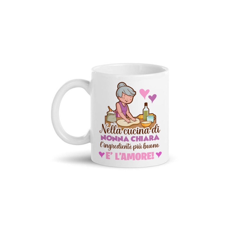 Tazza mug 11 oz Caffè caldo per mio nonno che mi scalda il cuore,  personalizzata con nome nipote o nipoti! Festa dei nonni!