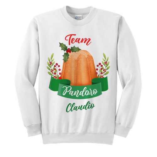 Felpa girocollo unisex uomo o donna Team Pandoro, personalizzata con il  nome! Natale divertente!