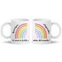 Coppia di tazze mug 11 oz Arcobaleno Ti amo in tutti i colori, personalizzate con nomi! Regalo San Valentino! 