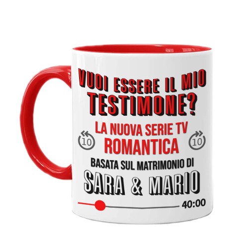 Tazza color mug 11 oz Vuoi essere il mio testimone? Personalizzata con nome  sposi! Stile serie tv divertente!