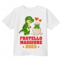  T-shirt maglietta bimbo Fratello Maggiore, personalizzata con anno! Dinosauri carini, uovo e baby dinosauro fratellino! 