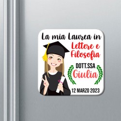 Set di 10 calamite magneti La mia Laurea, personalizzate con laurea, nome e data! Dottoressa, disegno laureata bionda!