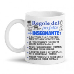 Tazza mug 11oz Regole del perfetto insegnante! Lista divertente! Regalo docente professore maestro scuola, personalizzabile!