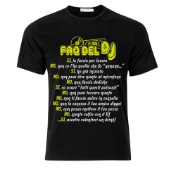 T-Shirt Maglietta Nera Uomo Faq del DJ, risposte divertenti a domande seccanti in consolle! 