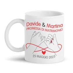 Tazza mug 11oz Promessa di matrimonio, personalizzata con nomi e data! Nozze, sposi, mod. C