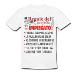  T-Shirt Maglietta Uomo Regole del perfetto impiegato, idea regalo divertente per ufficio! 