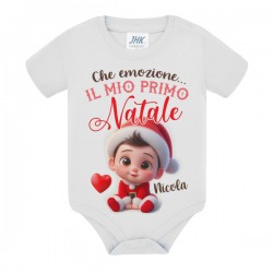 Body bimbo Che emozione, il mio primo Natale! Personalizzabile con nome! Bambino!