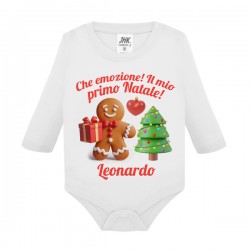 Body bimbo bimba manica lunga Il mio primo Natale! Personalizzato con nome! Biscottino!