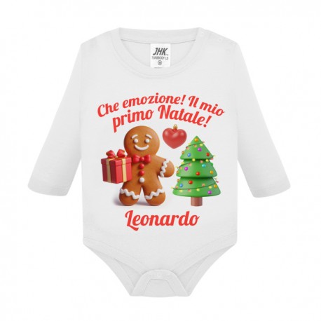 Body bimbo bimba manica lunga Il mio primo Natale! Personalizzato con nome! Biscottino!