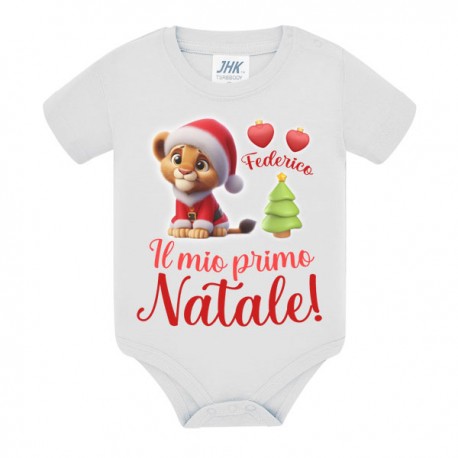 Body bimbo e bimba Il mio primo Natale! Personalizzabile con nome! Leoncino!